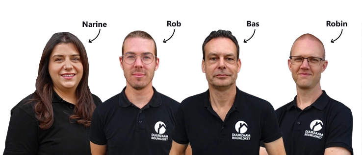 Adviseurs Duurzaam Bouwloket: Peter, Frans, Rowan, Sander